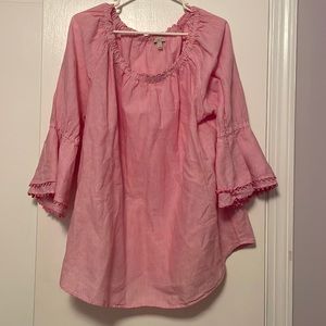 Pink and white flowy top